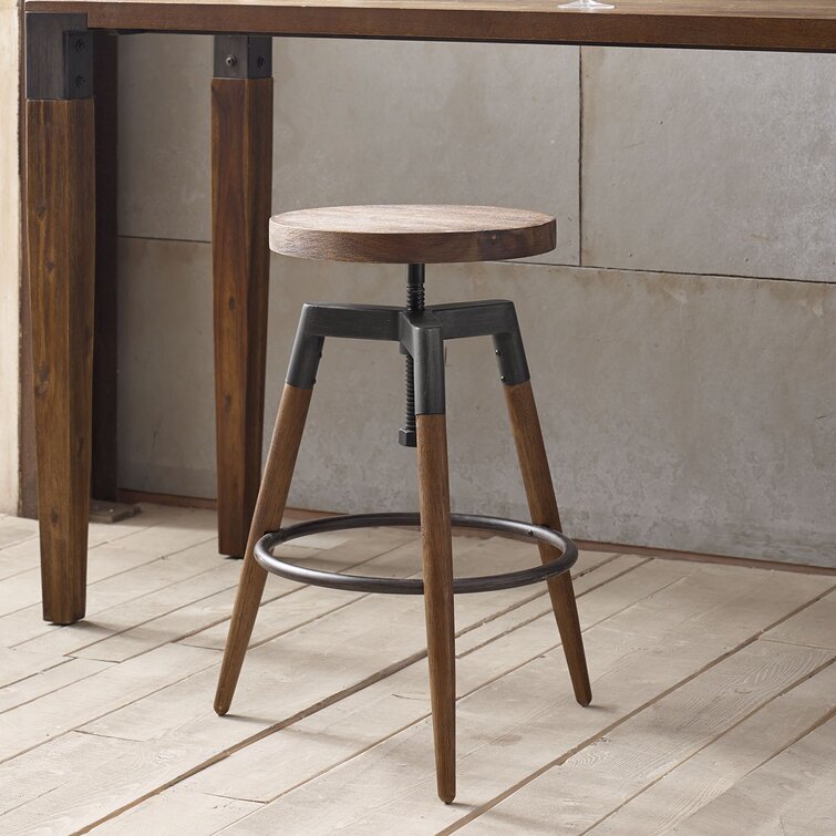 Steelside Cole Solid Wood Adjustable Height Stool Reviews Wayfair